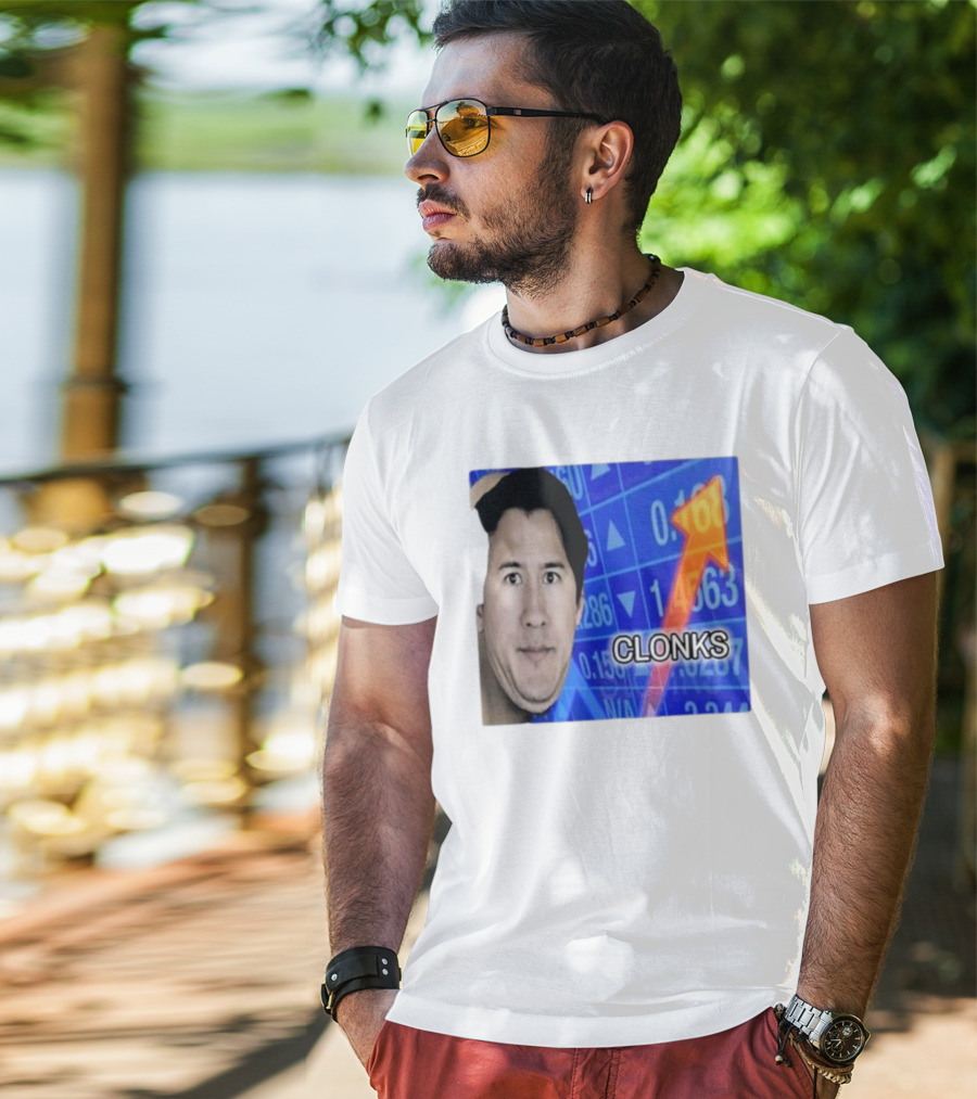 Cloak Oddly Specific Clonks Meme Face With Stock Market Arrow T-Shirt