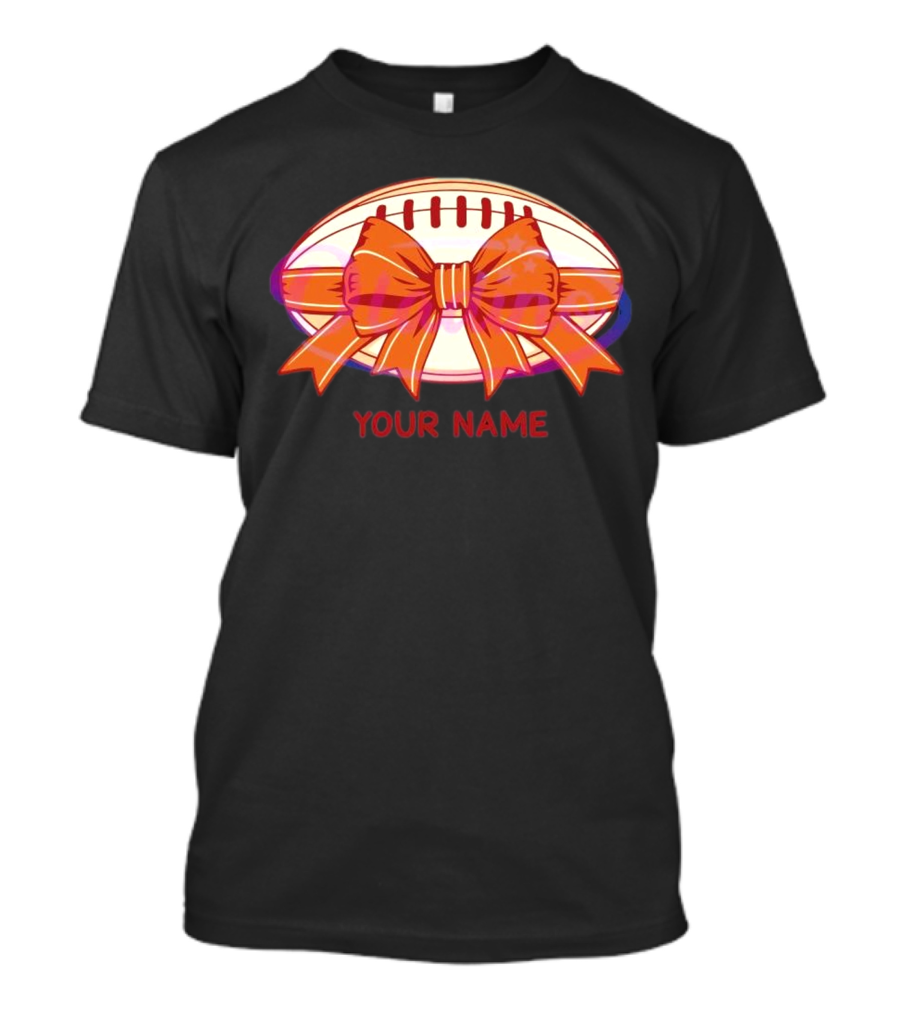 Your Name Coquette Football Bow T-Shirt