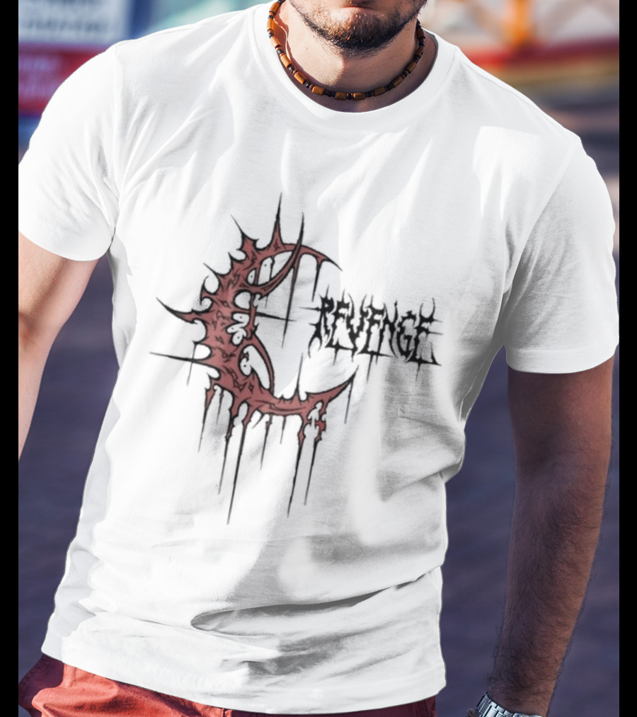 Revenge Crescent Gothic Drip Red Emblem T-Shirt