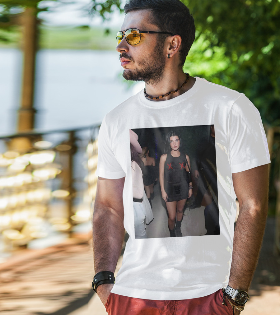 Charli D’Amelio Black Mesh Dress With Red X Details T-Shirt