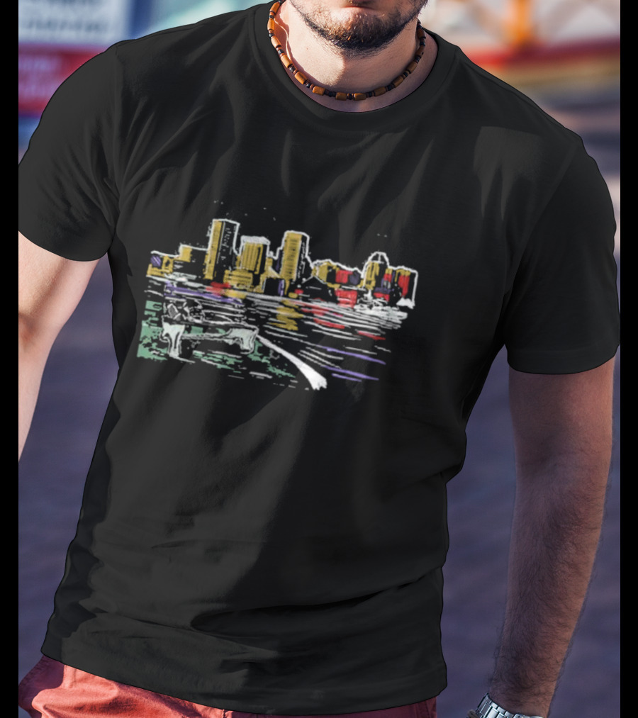 Charm City Football City Skyline Drawing T-Shirt