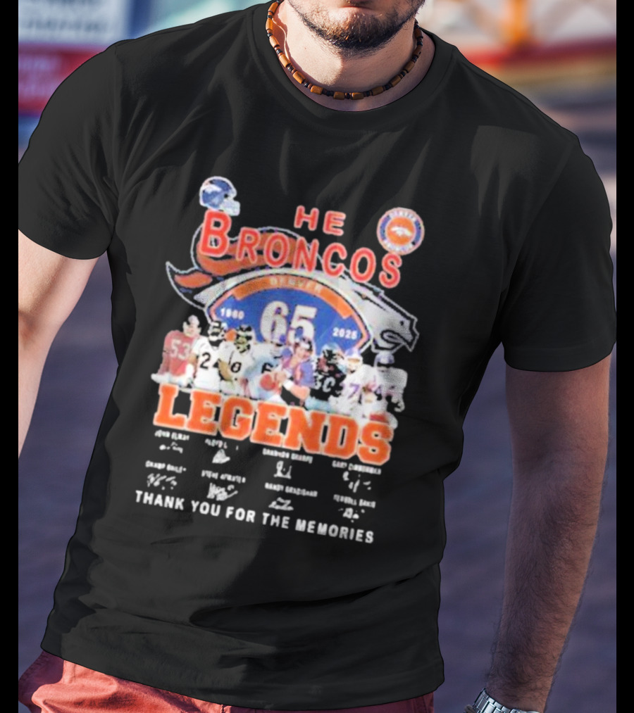 Denver Broncos 65 Year Legends 1960-2025 Thank You For The Memories T-Shirt