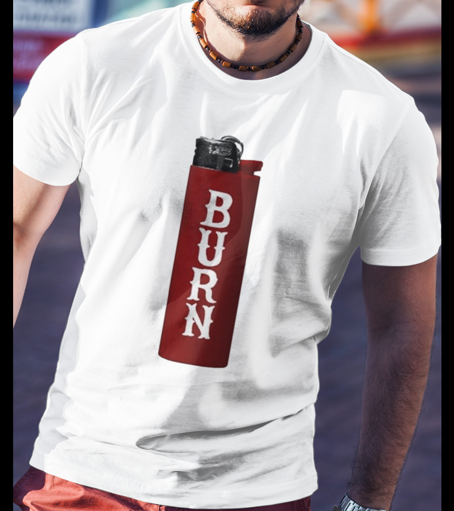 Eaj Burn Red Lighter Vertical Text T-Shirt