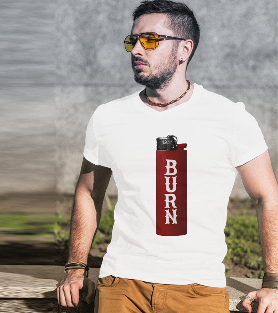 Eaj Burn Red Lighter Vertical Text T-Shirt