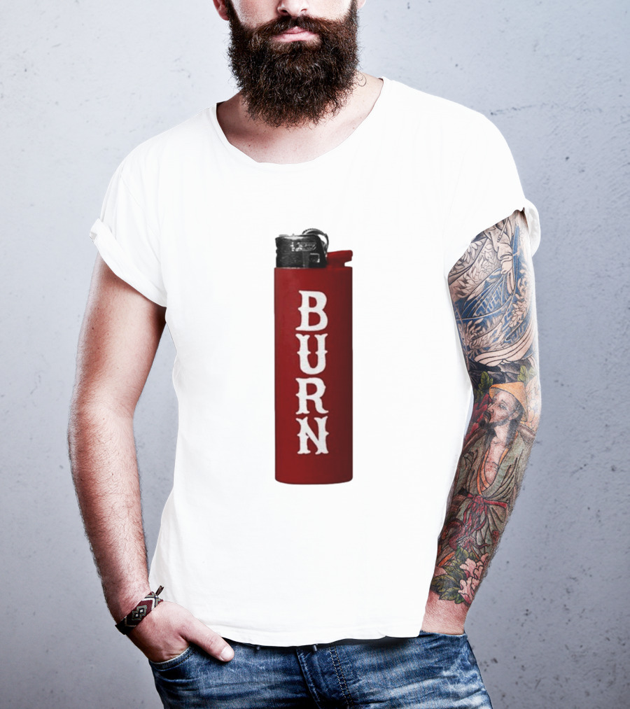 Eaj Burn Red Lighter Vertical Text T-Shirt
