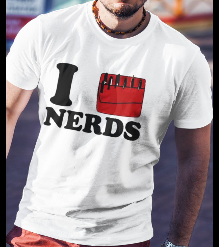 I Love Nerds Red Pocket T-Shirt