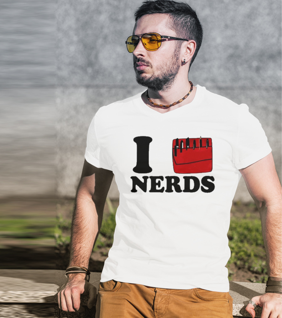 I Love Nerds Red Pocket T-Shirt