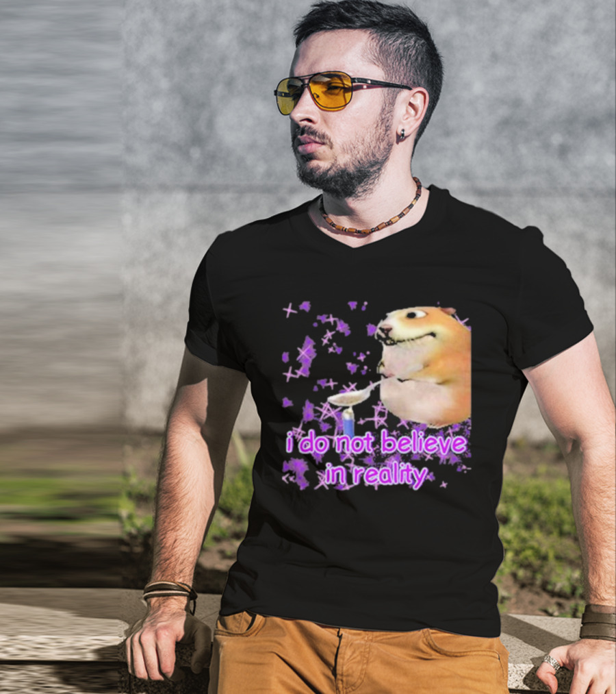 I Do Not Believe In Reality Doge Spoon Purple Stars T-Shirt