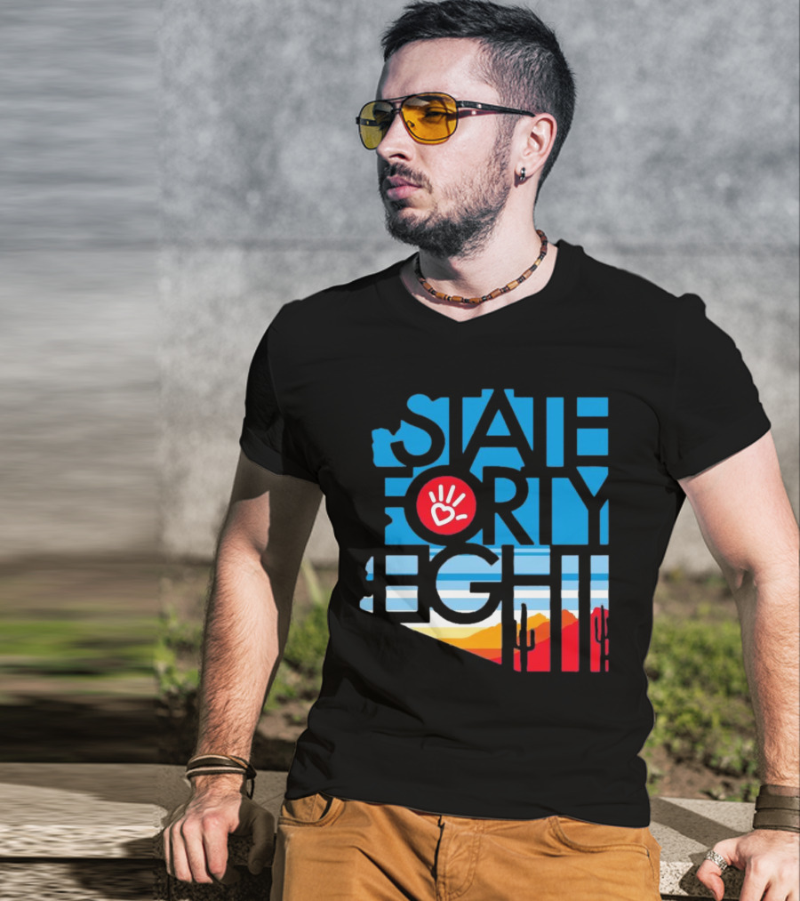 State Forty Eight Love Handprint Desert Sunset T-Shirt