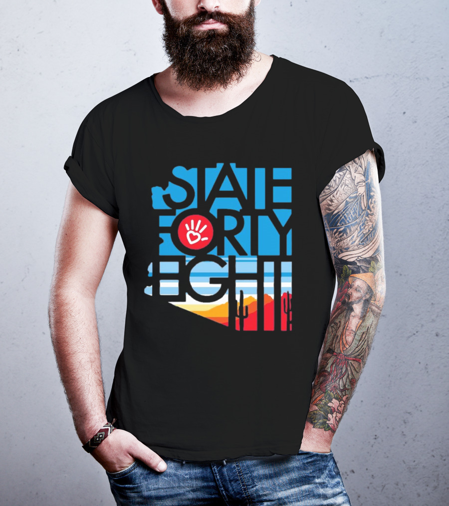 State Forty Eight Love Handprint Desert Sunset T-Shirt