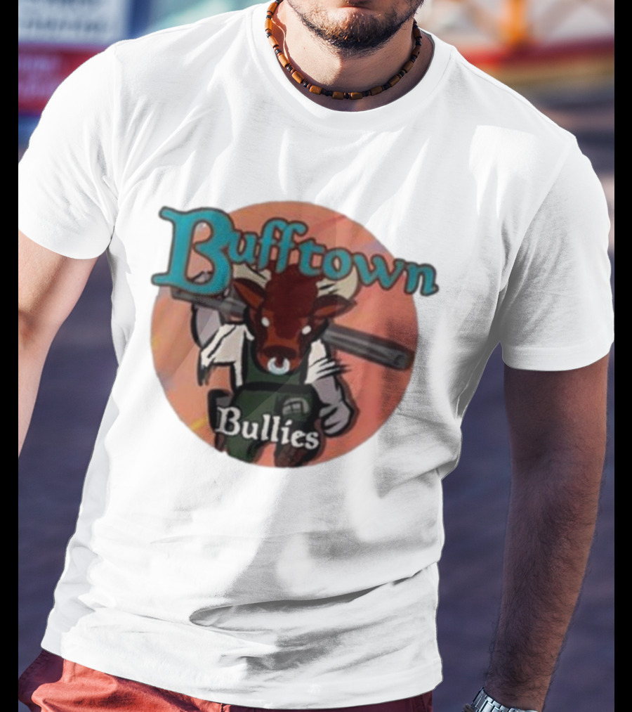Bufftown Bullies Bull Character Holding Bat T-Shirt