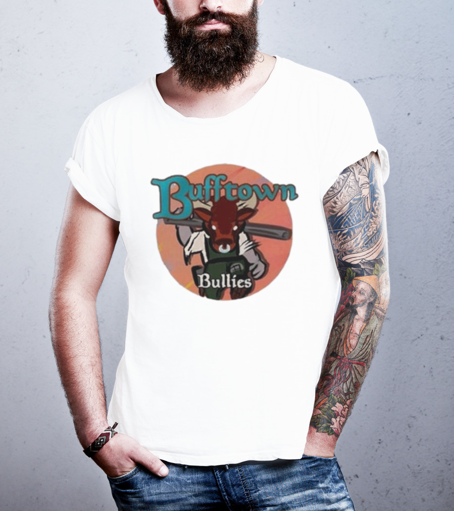 Bufftown Bullies Bull Character Holding Bat T-Shirt