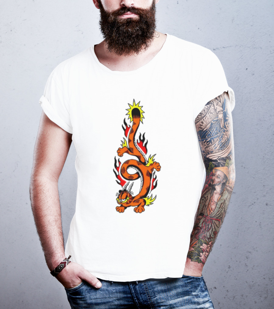 Garfield Transforming Fiery Dragon With Buggy Goods Elements T-Shirt