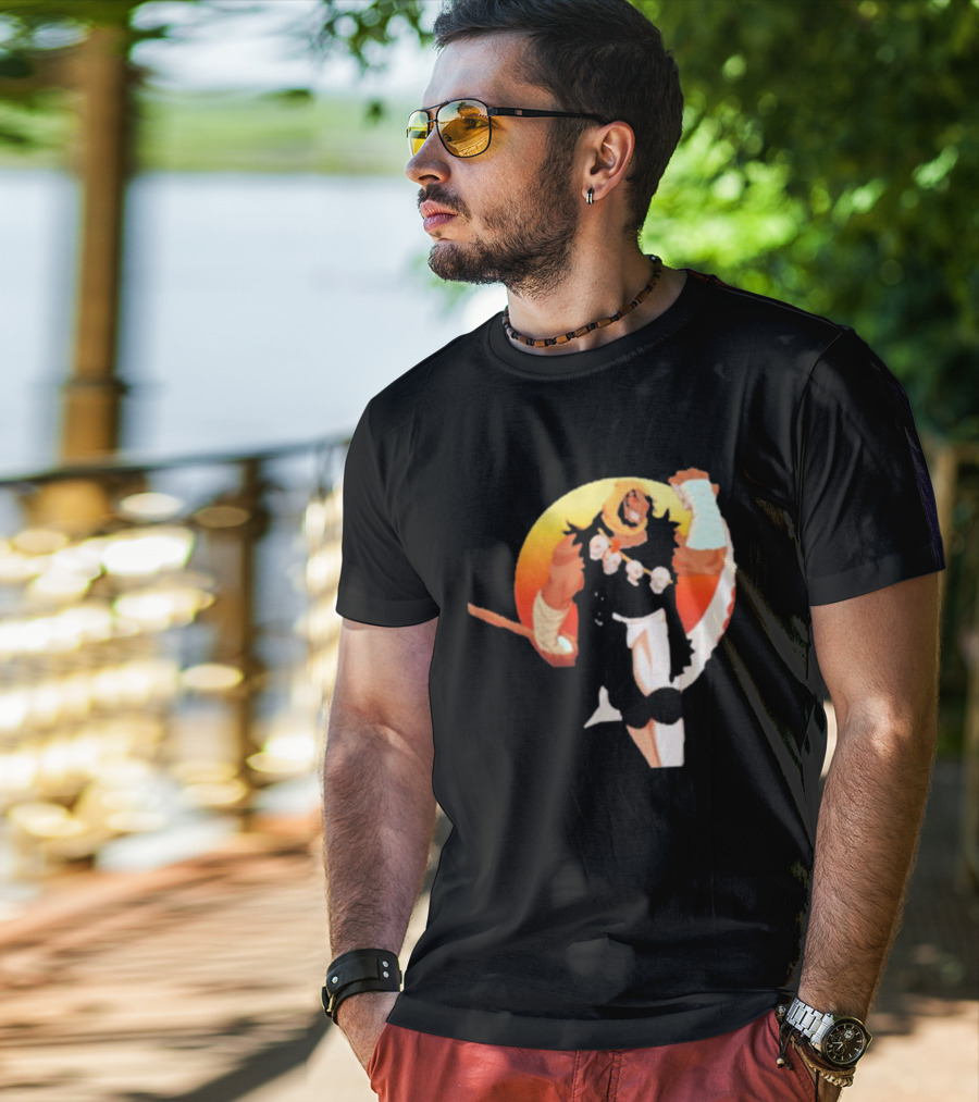 CALIFORNIA NIGHTMARE ISSUE #3 Fierce Warrior With Skulls And Sunset Background T-Shirt