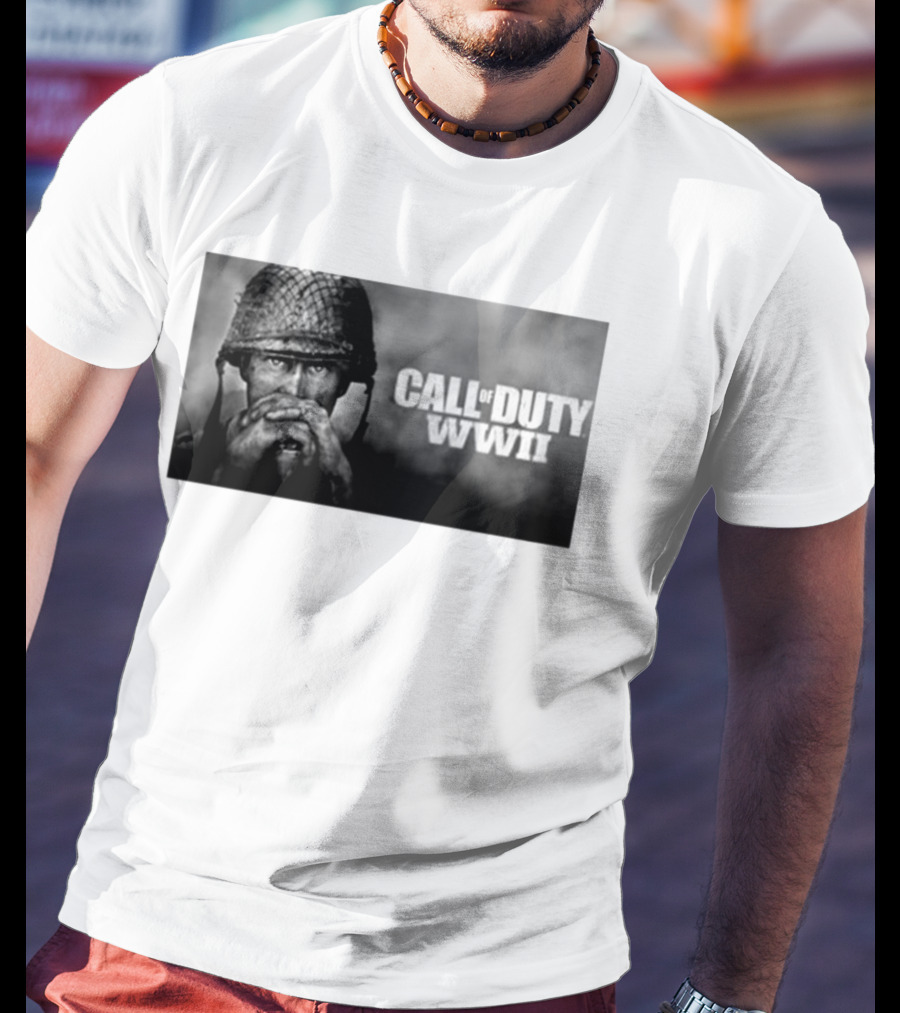 Call Of Duty WWII Soldier Image Black And White T-Shirt