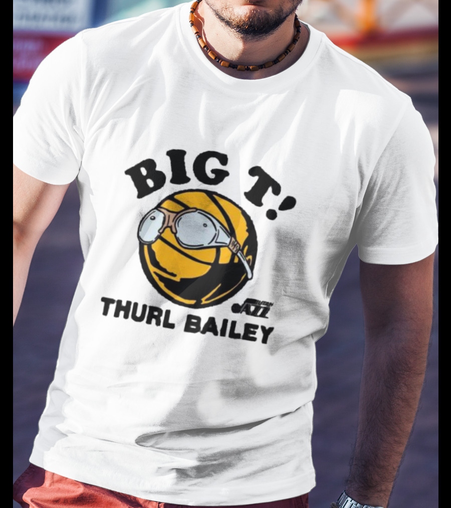 Big T Thurl Bailey Basketball Caricature With Glasses Utah Jazz T-Shirt