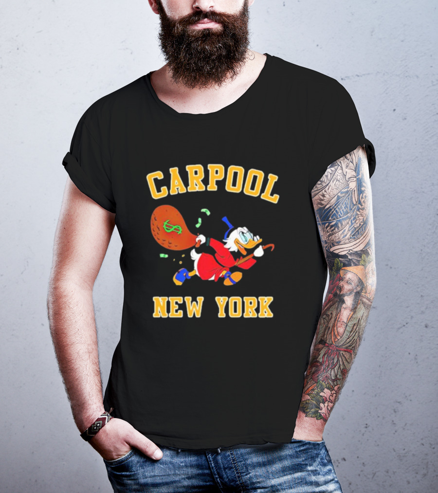 Carpool New York Scrooge McDuck Money Bag T-Shirt
