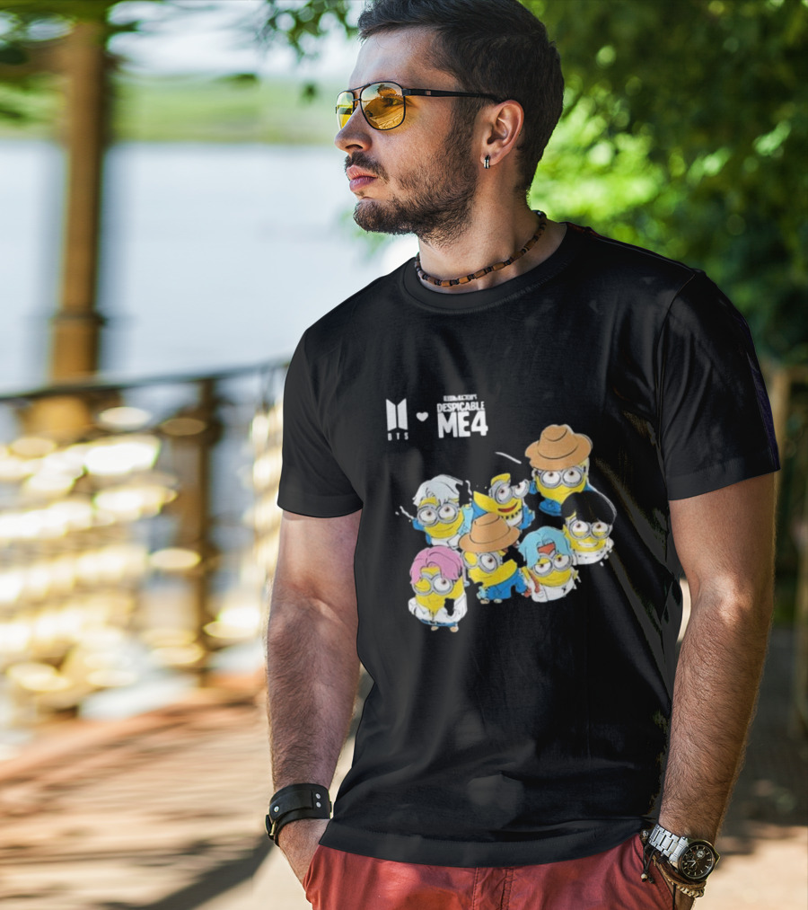 BTS Minions Collaboration Despicable Me 4 Characters Fashion Mashup T-Shirt