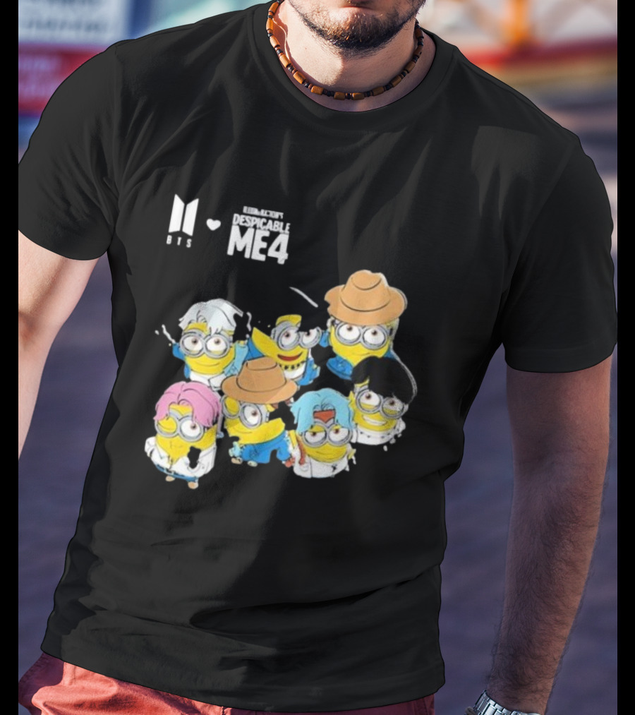BTS Minions Collaboration Despicable Me 4 Characters Fashion Mashup T-Shirt
