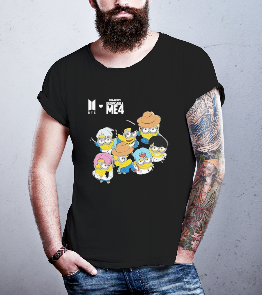BTS Minions Collaboration Despicable Me 4 Characters Fashion Mashup T-Shirt