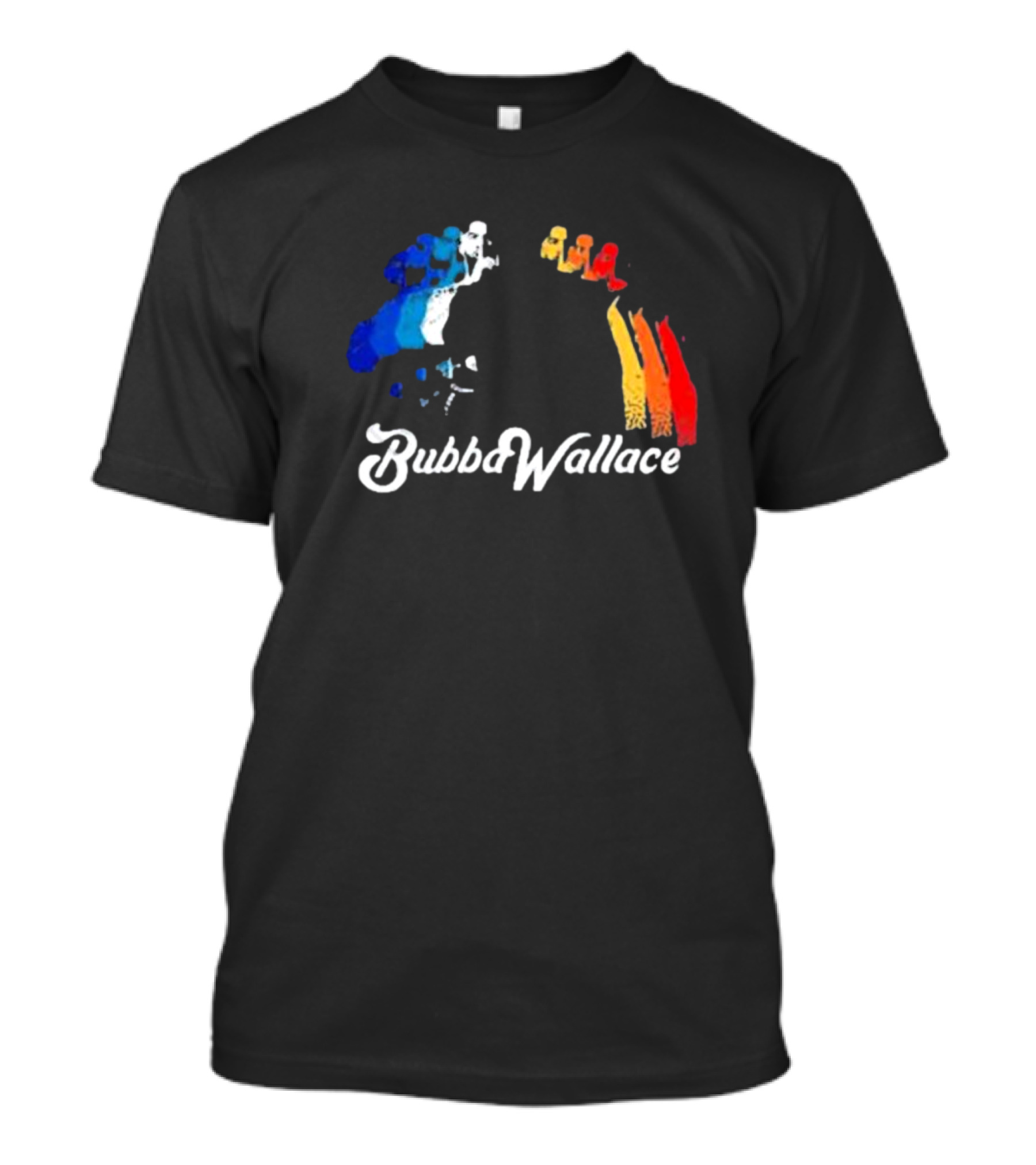 Bubba Wallace Charcoal Blue Red Yellow Brush Strokes T-Shirt