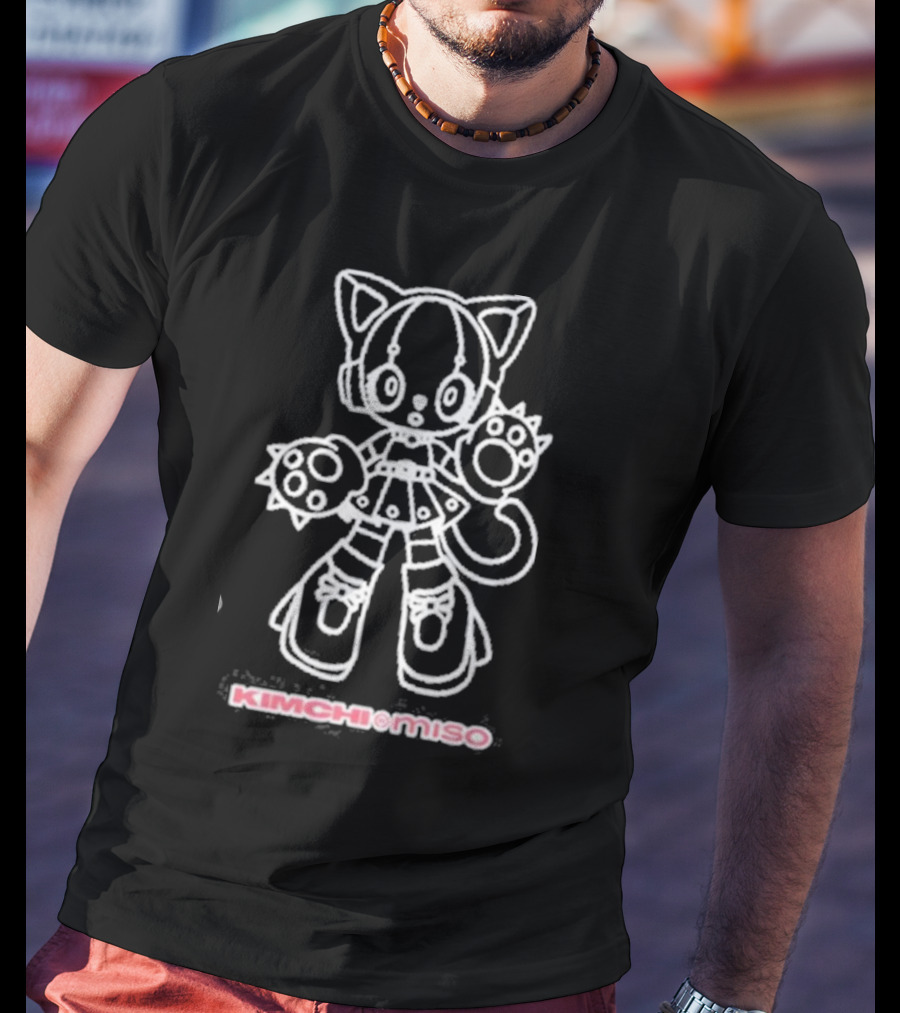 KIMCHI AND MISO MEGA CAT GIRL OUTLINE DRAWING SPICY CUTE CHARACTER T-Shirt