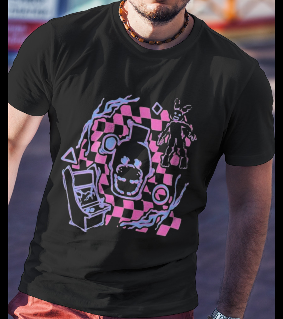 The Shadow Freddy Arcade Nightmare Checkered Phantasm T-Shirt