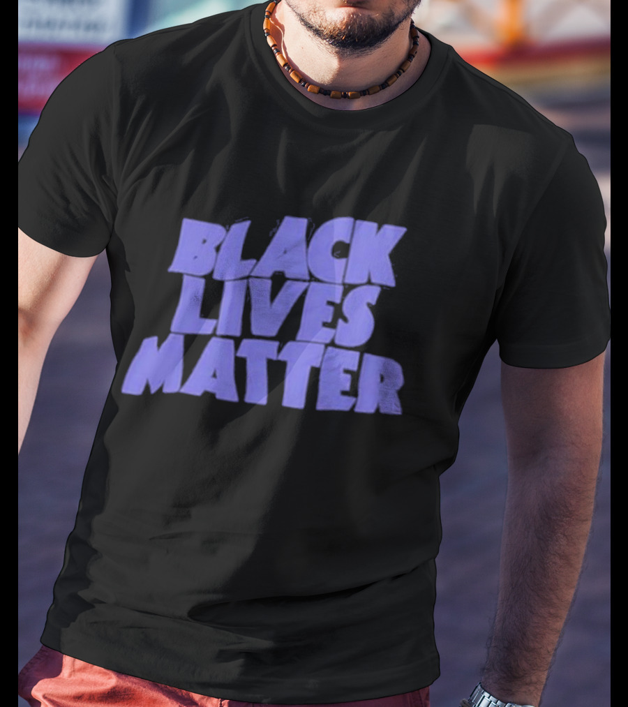 Black Lives Matter Black Tee Simple Blue Text T-Shirt