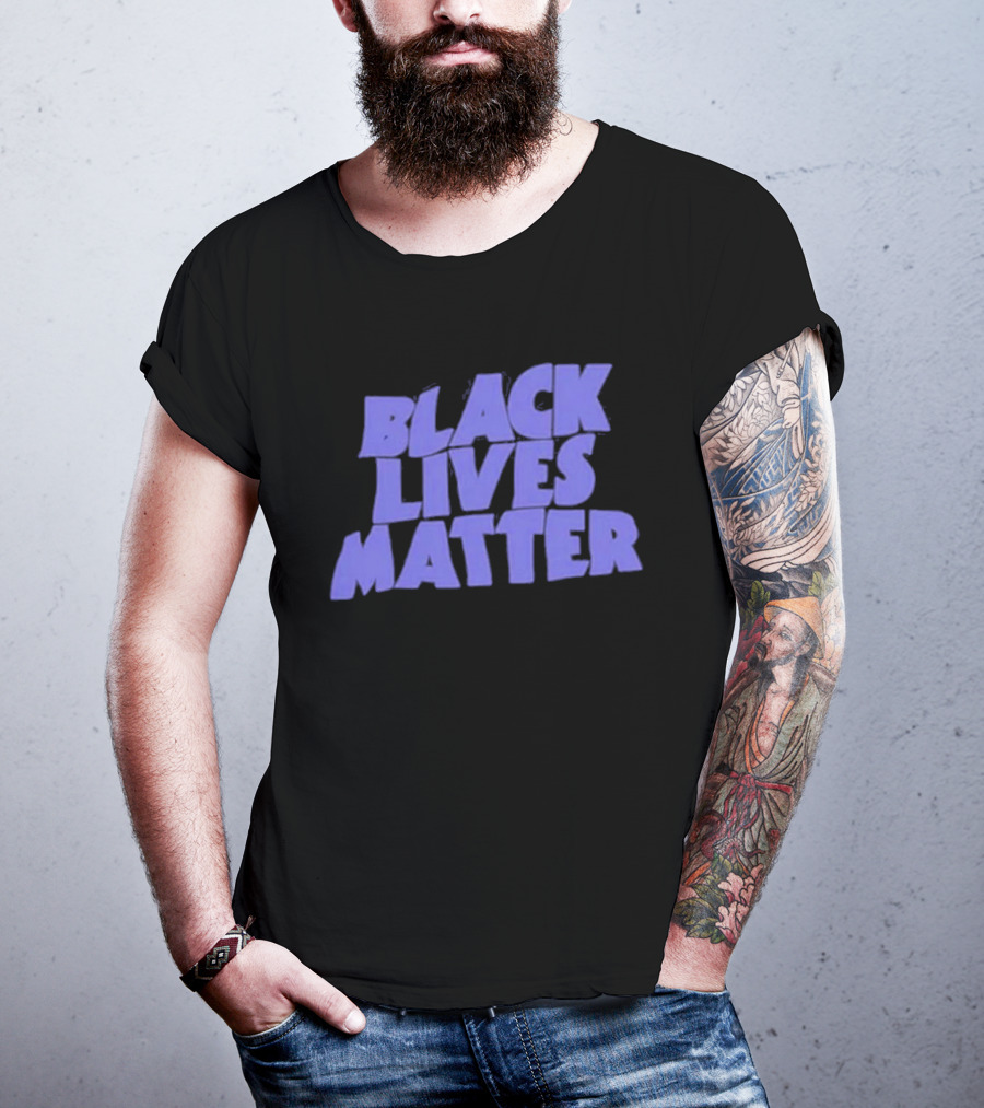 Black Lives Matter Black Tee Simple Blue Text T-Shirt