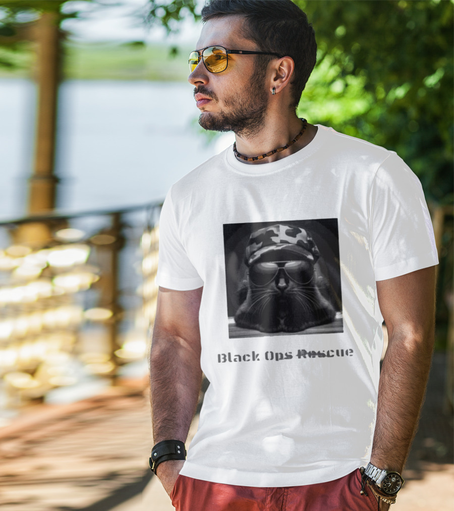 Black Ops Rescue Women’s Cat Military Style Camouflage Hat Sunglasses T-Shirt