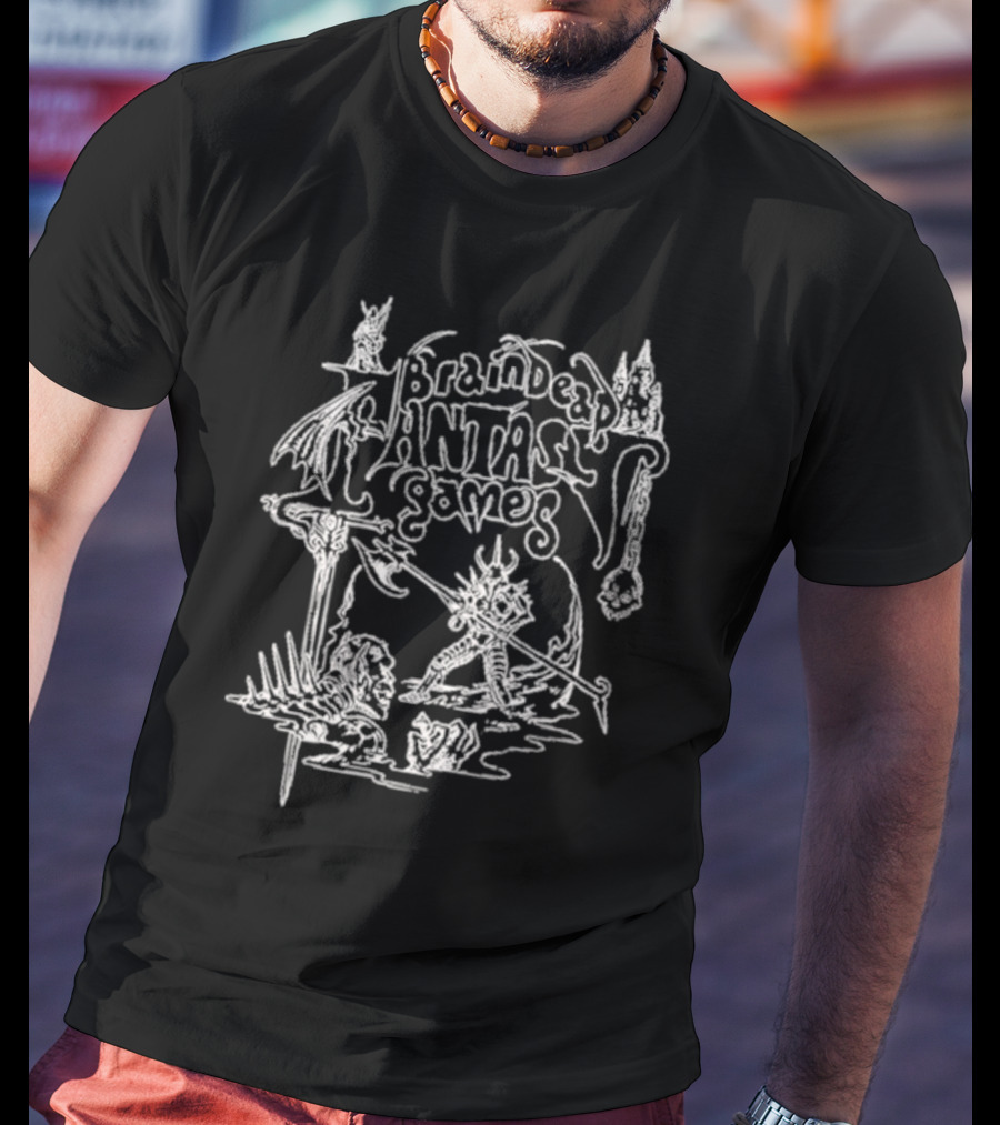 Braindead Fantasy Games Dungeon Crawler Skeleton Monster Battle T-Shirt