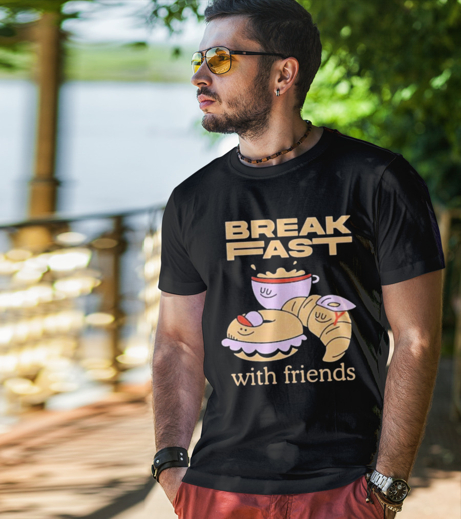 Breakfast With Friends Breakfast Racing Team Cup Croissant Bun T-Shirt