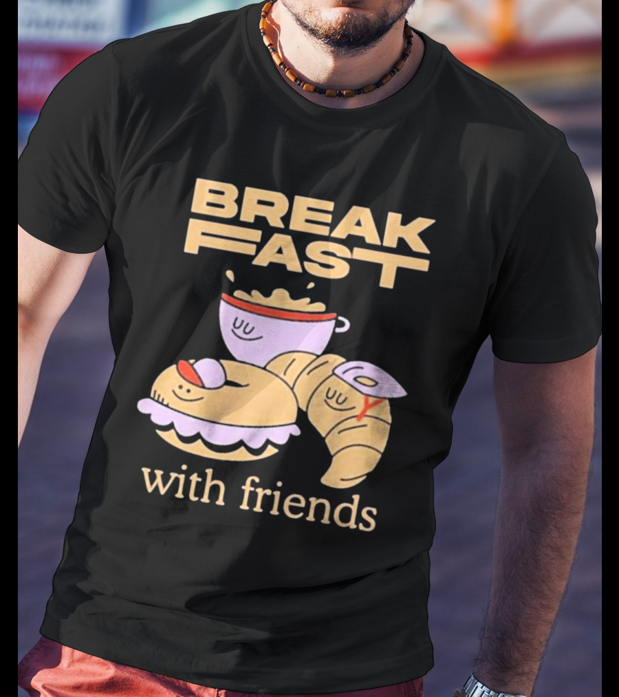 Breakfast With Friends Breakfast Racing Team Cup Croissant Bun T-Shirt