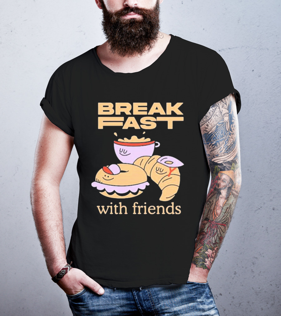 Breakfast With Friends Breakfast Racing Team Cup Croissant Bun T-Shirt
