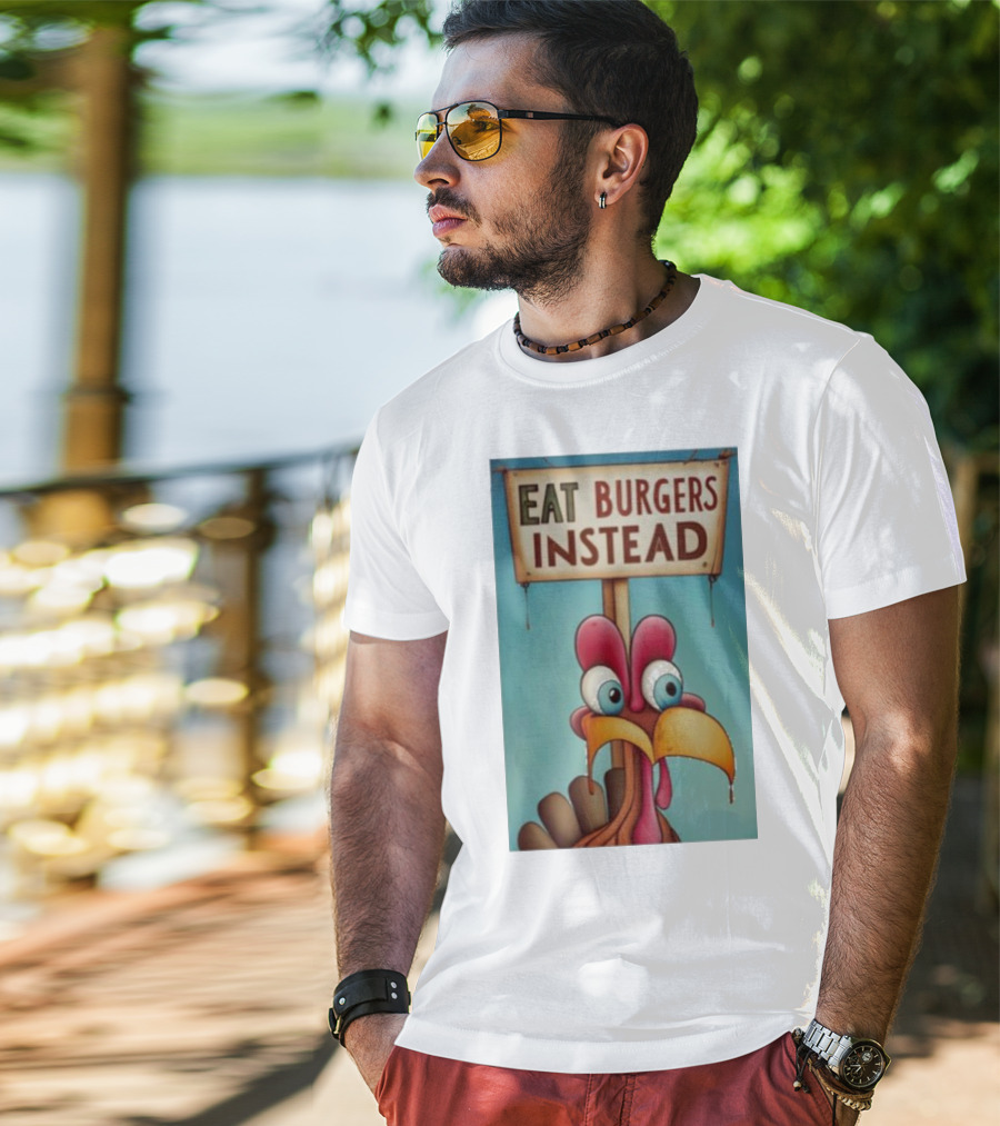 Eat Burgers Instead Funny Turkey Cartoon T-Shirt