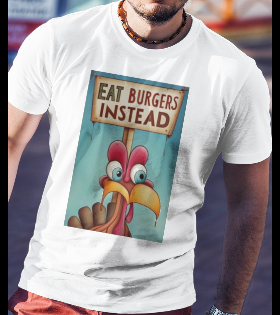 Eat Burgers Instead Funny Turkey Cartoon T-Shirt