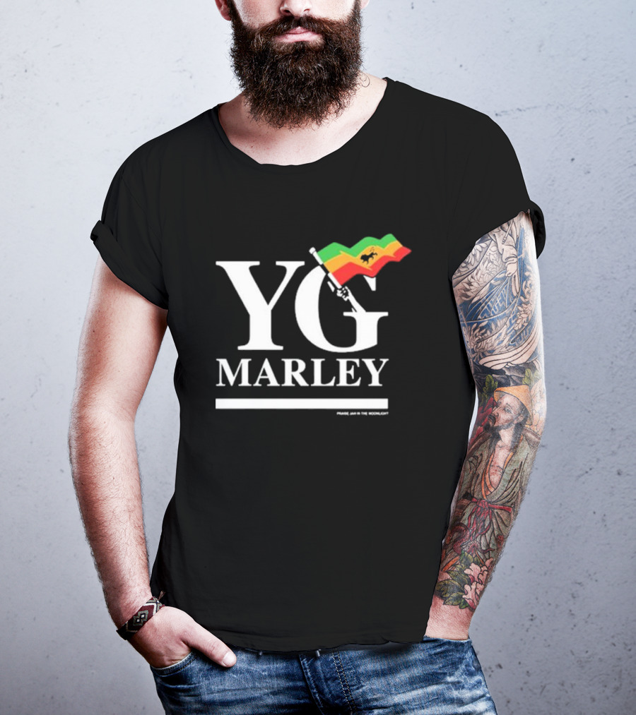YG Marley Flag Emancipate Yourself Praise Jah In The Moonlight T-Shirt