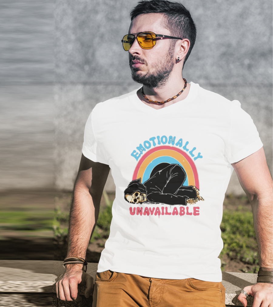 Emotionally Unavailable Skeleton Rainbow T-Shirt