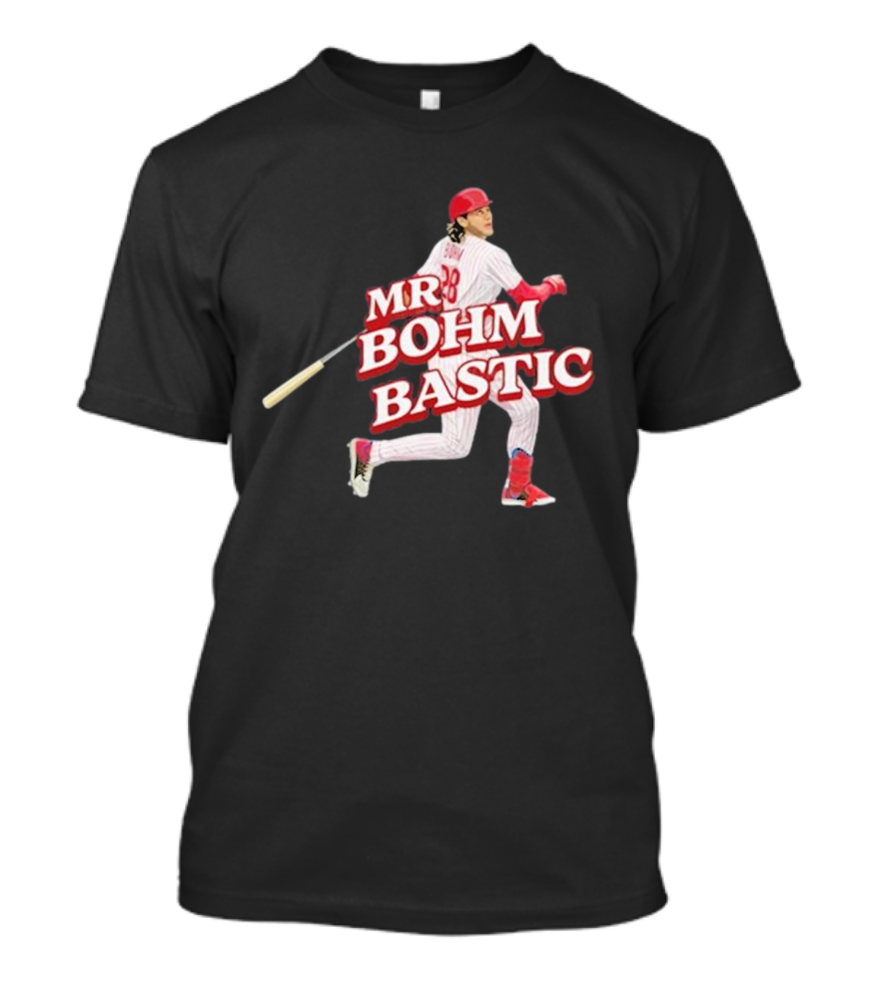 Garrett Stubbs Wearing Mr. Bohm-Bastic Baseball Player T-Shirt