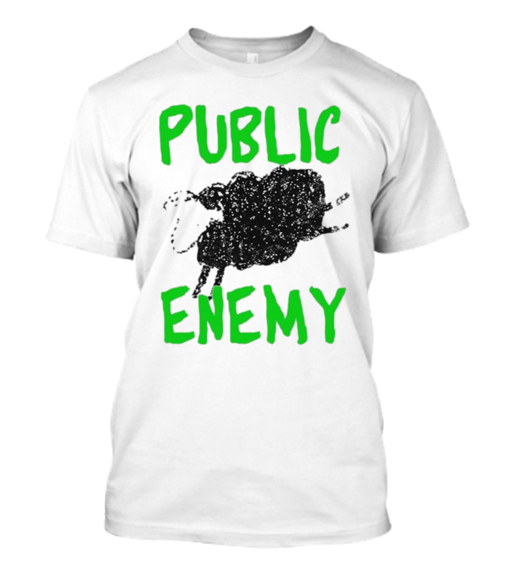 Public Enemy Sheep Black And Green Text T-Shirt