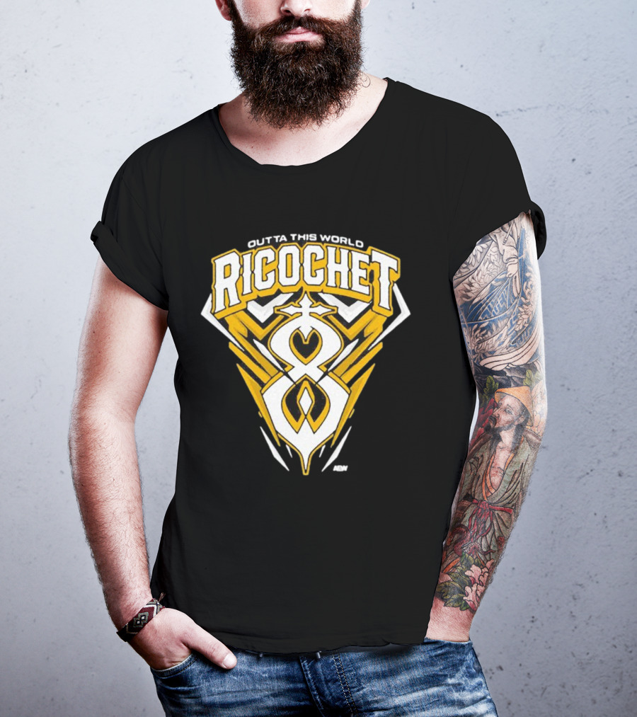 Outta This World Ricochet AEW Logo Yellow Black T-Shirt