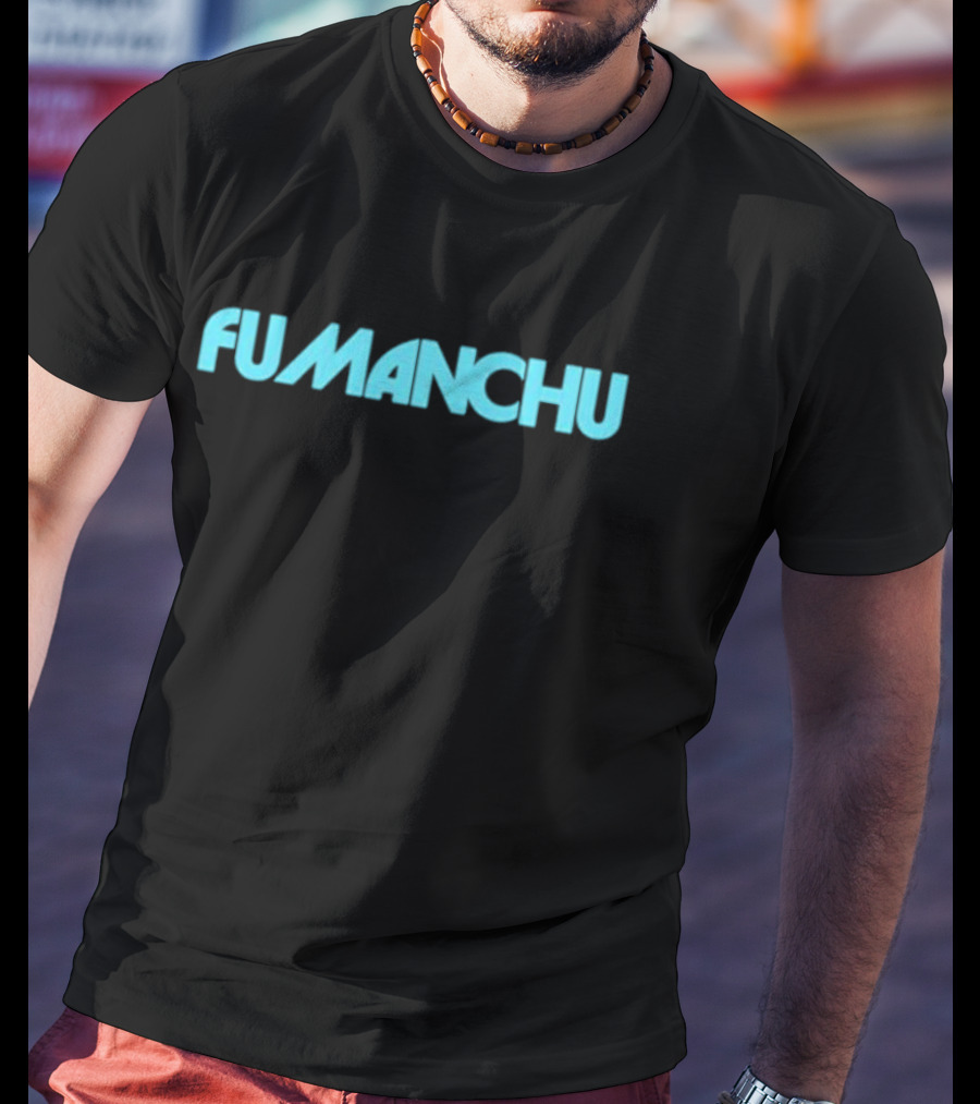 Fu Manchu The Return Of Tomorrow Retro Logo Blue Text T-Shirt