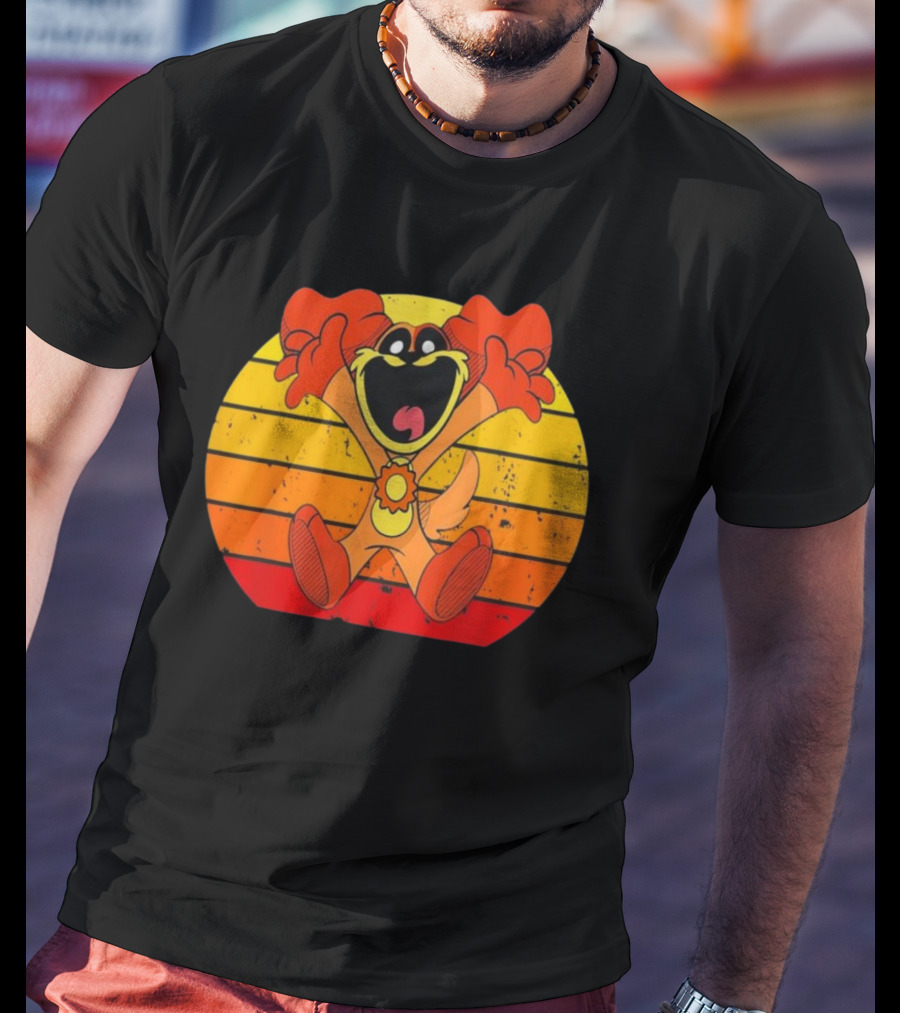 Funny Vintage Smiling Critters Catnap Dogday Lover Retro Sunset T-Shirt