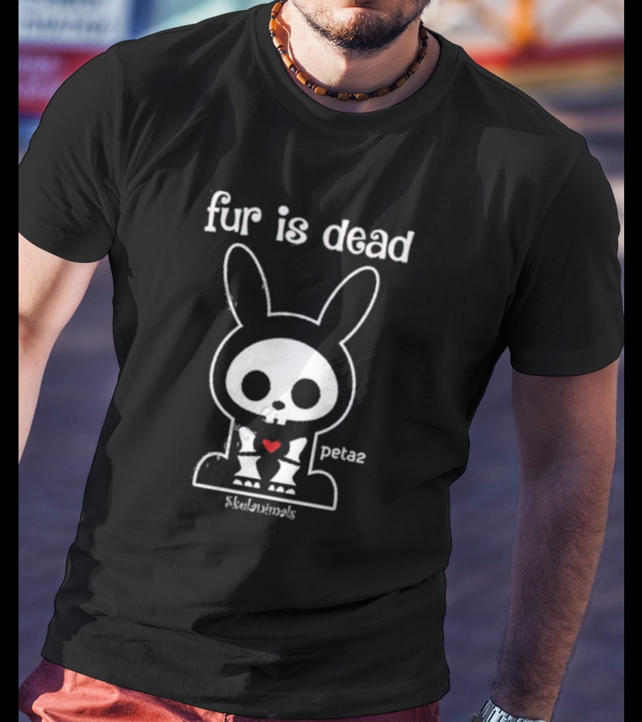 Fur Is Dead Peta2 Skelanimals Bunny With Heart T-Shirt