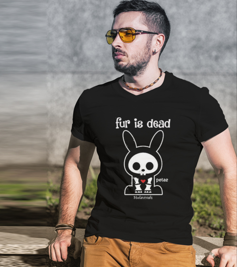 Fur Is Dead Peta2 Skelanimals Bunny With Heart T-Shirt
