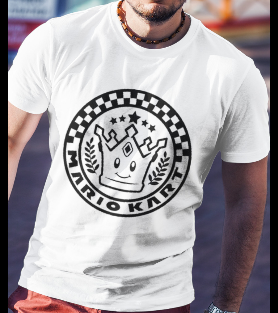 Damien Haas Wearing Mario Kart Crown Emblem Super Nintendo World T-Shirt