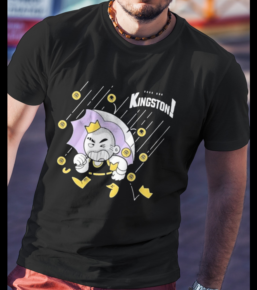 Bald Emo Kingston Character With Umbrella And Crown Symbols T-Shirt