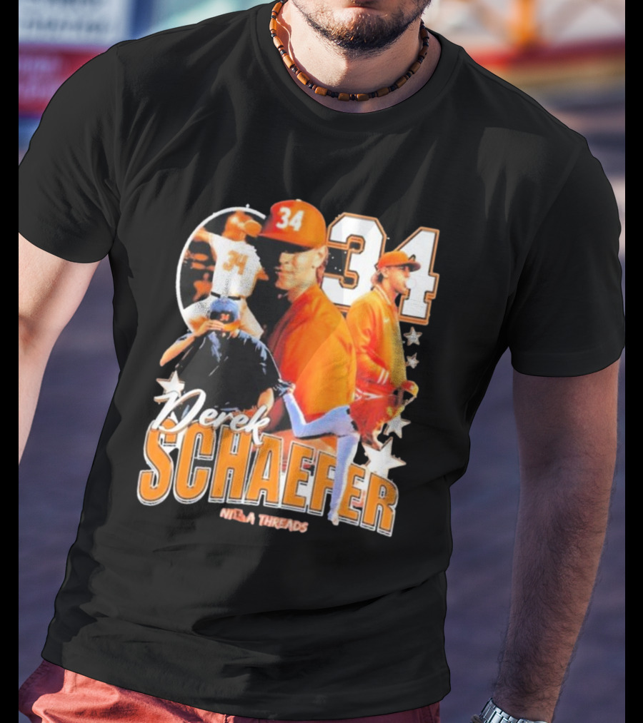 Derek Schaefer 34 Ninja Threads Baseball Star Athletic T-Shirt