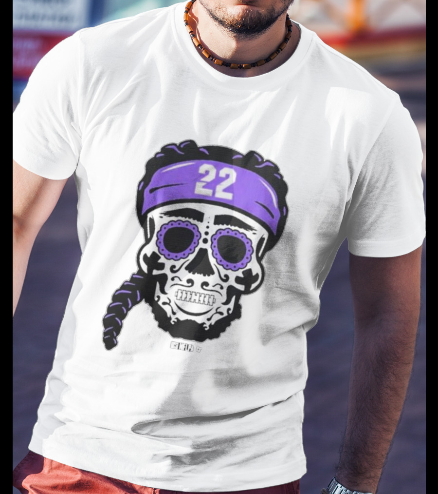 Derrick Henry 22 NFLPA Sugar Skull Baltimore Ravens Braids T-Shirt