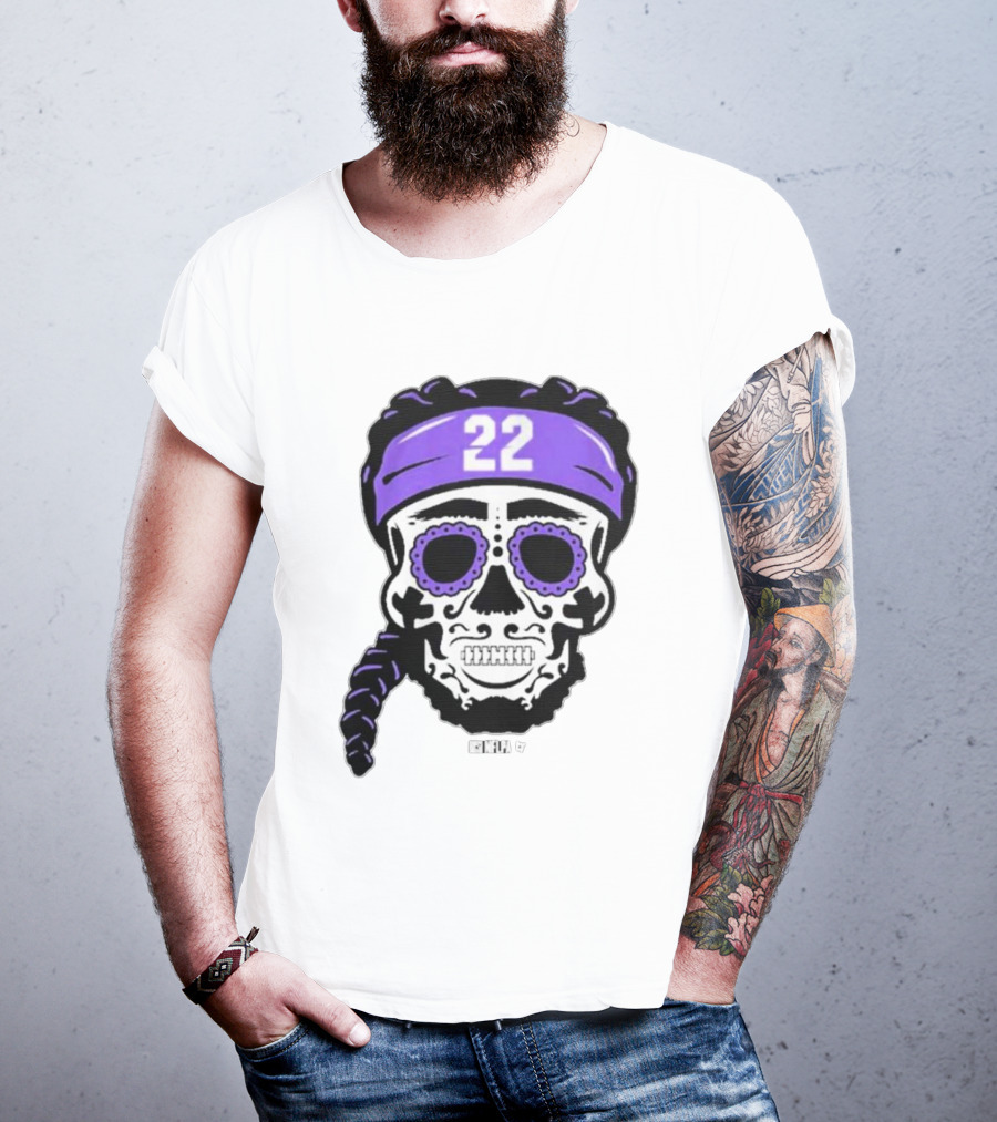 Derrick Henry 22 NFLPA Sugar Skull Baltimore Ravens Braids T-Shirt